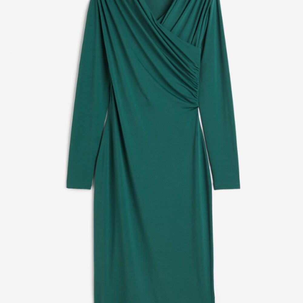H&M Green Draped Bodycon Dress XS - Picture 4 of 4